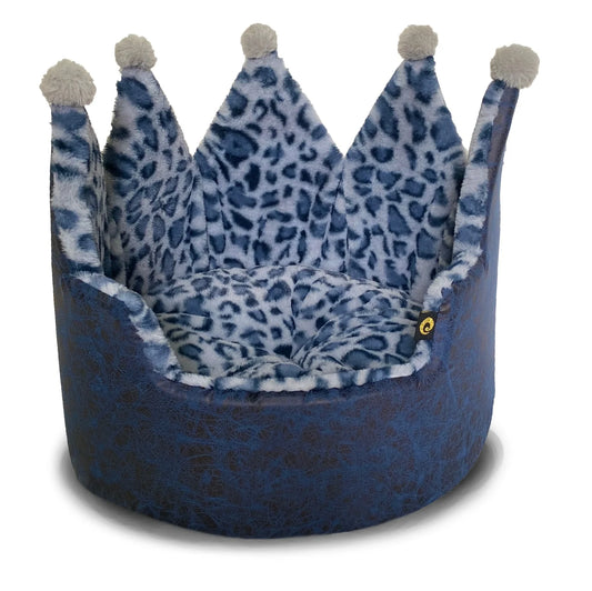 Royal Leopard Crown Pet Bed β Premium Plush Bed for Small Dogs & Cats