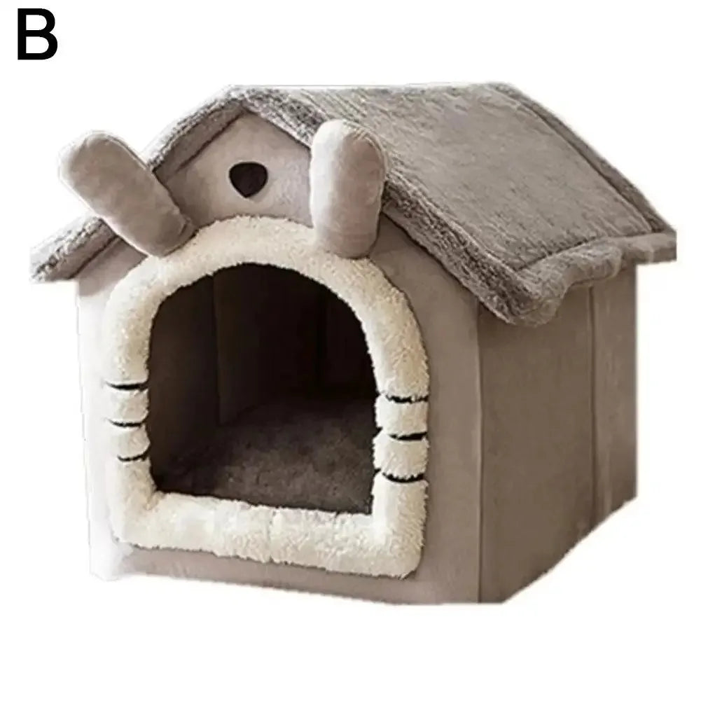 Cozy Cat Bed Cave – Warm Plush Pet Tent with Removable Cushion