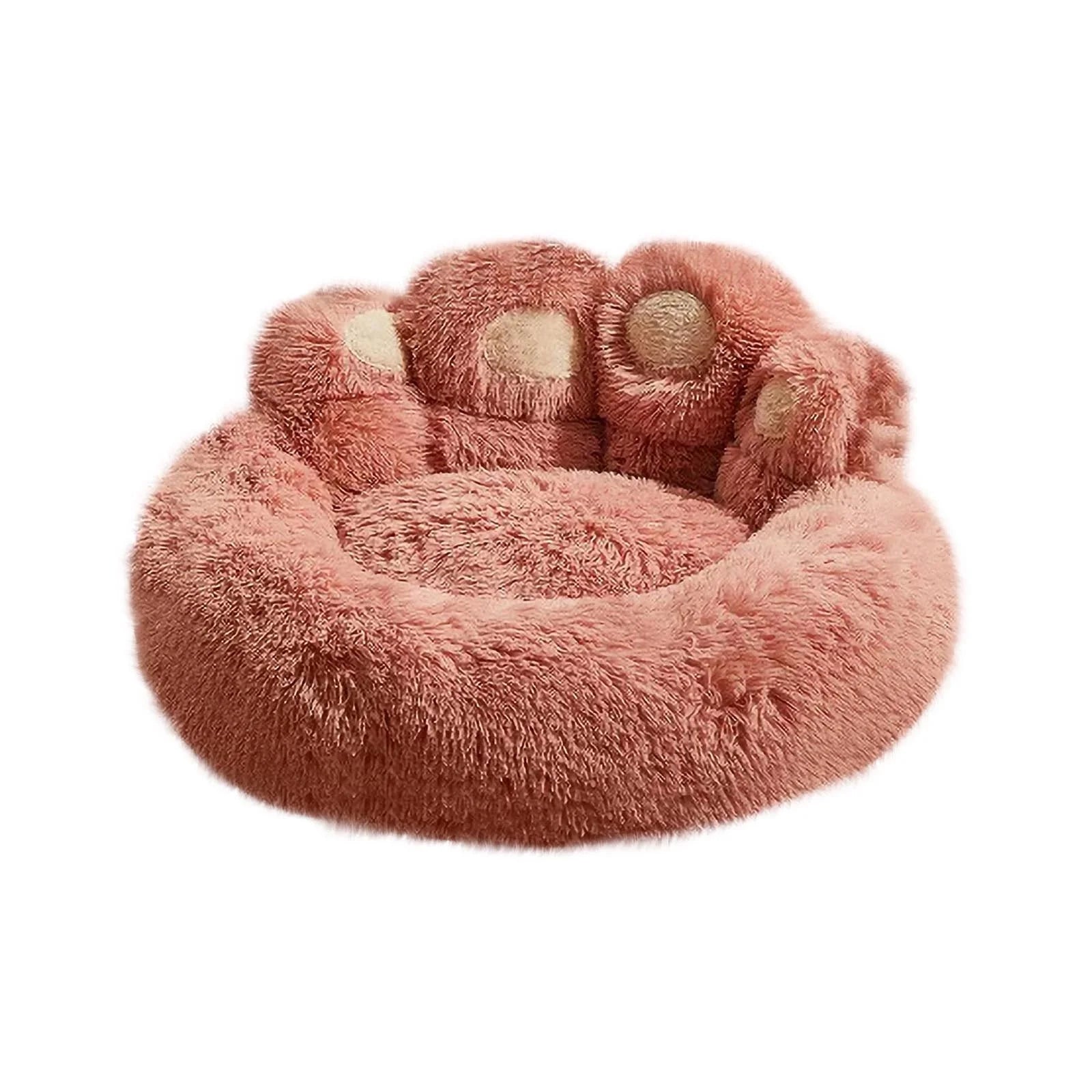 Soft Fluffy Pet Bed Sofa for Dogs & Cats – Cozy Faux Fur Cushion, Cute Pink Dog Bed 23.6”