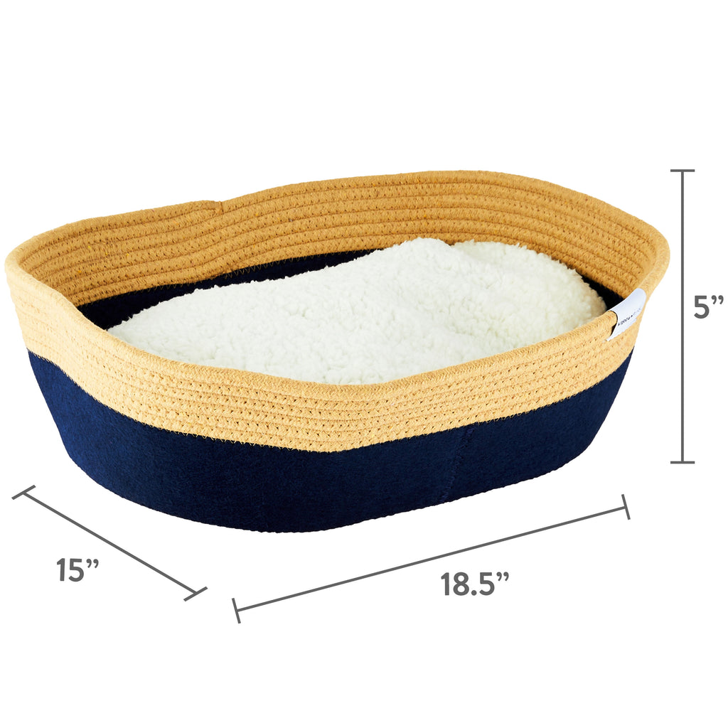 Cozy Woven Rope Cat Bed with Plush Cushion – Includes Catnip (19”)