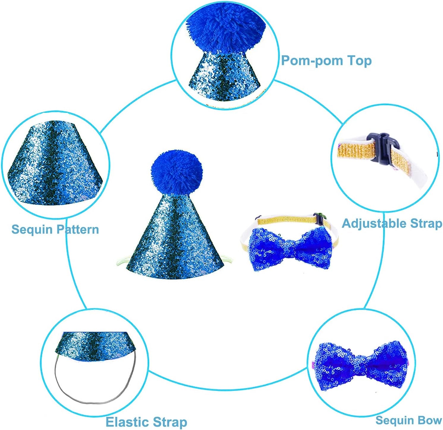 🎉🐾 Adorable Pet Birthday Hat & Bow Tie Set – Sparkly Party Outfit for Dogs & Cats 🎂 Perfect for Birthday Parties, Holidays, Photo Shoots, Themed Parties, Playdates, Cute Pet Accessories, Gift for Pet Lovers & Small to Medium Pets ✨