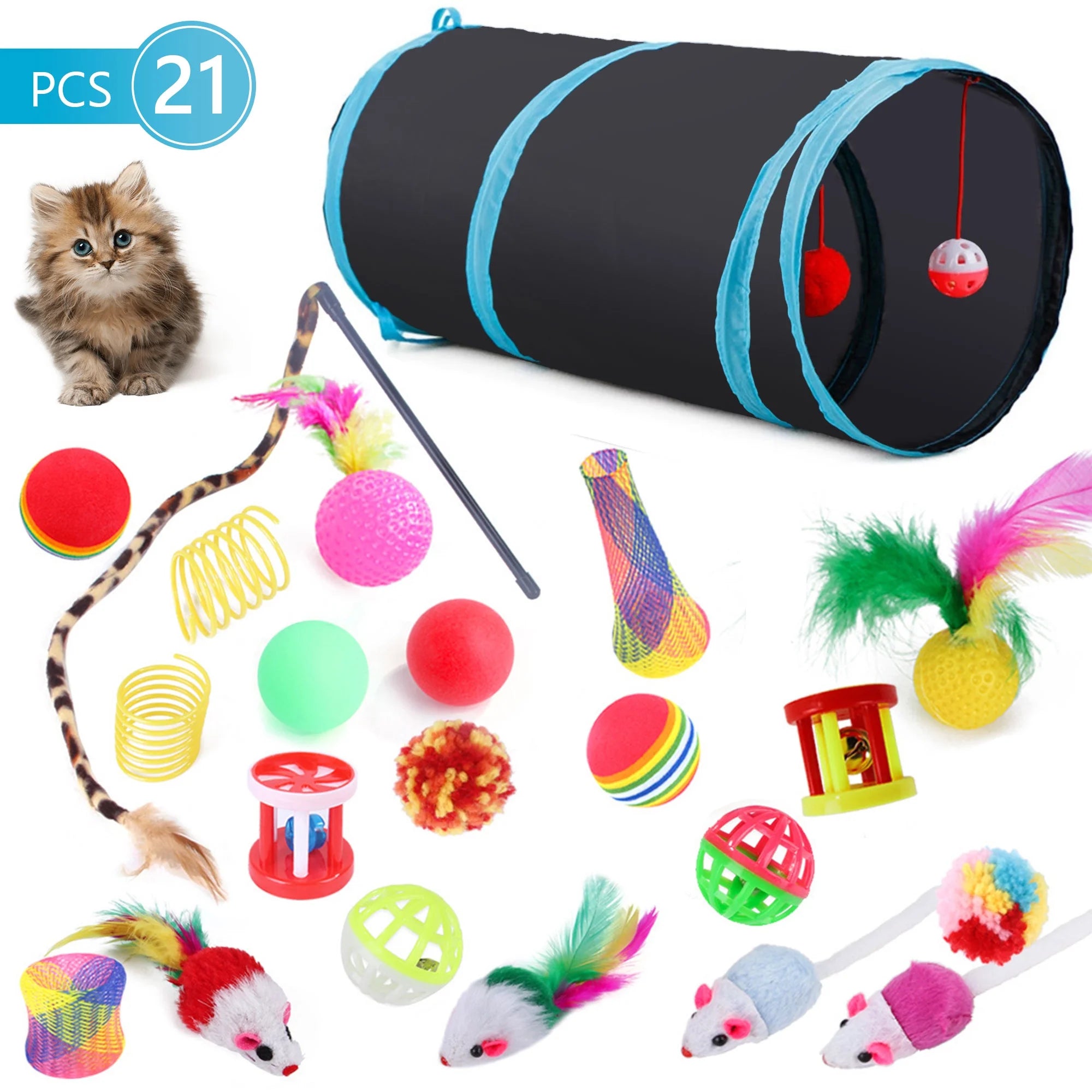 21 PCS Interactive Cat Toys Kitten Playset
