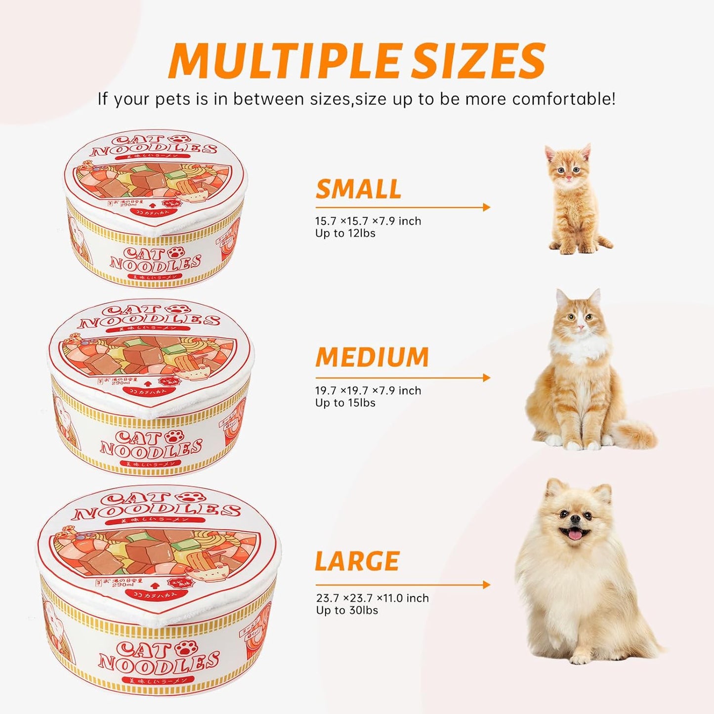 Ramen Noodle Dog & Cat Bed – Warm, Soft & Calming Pet Nest