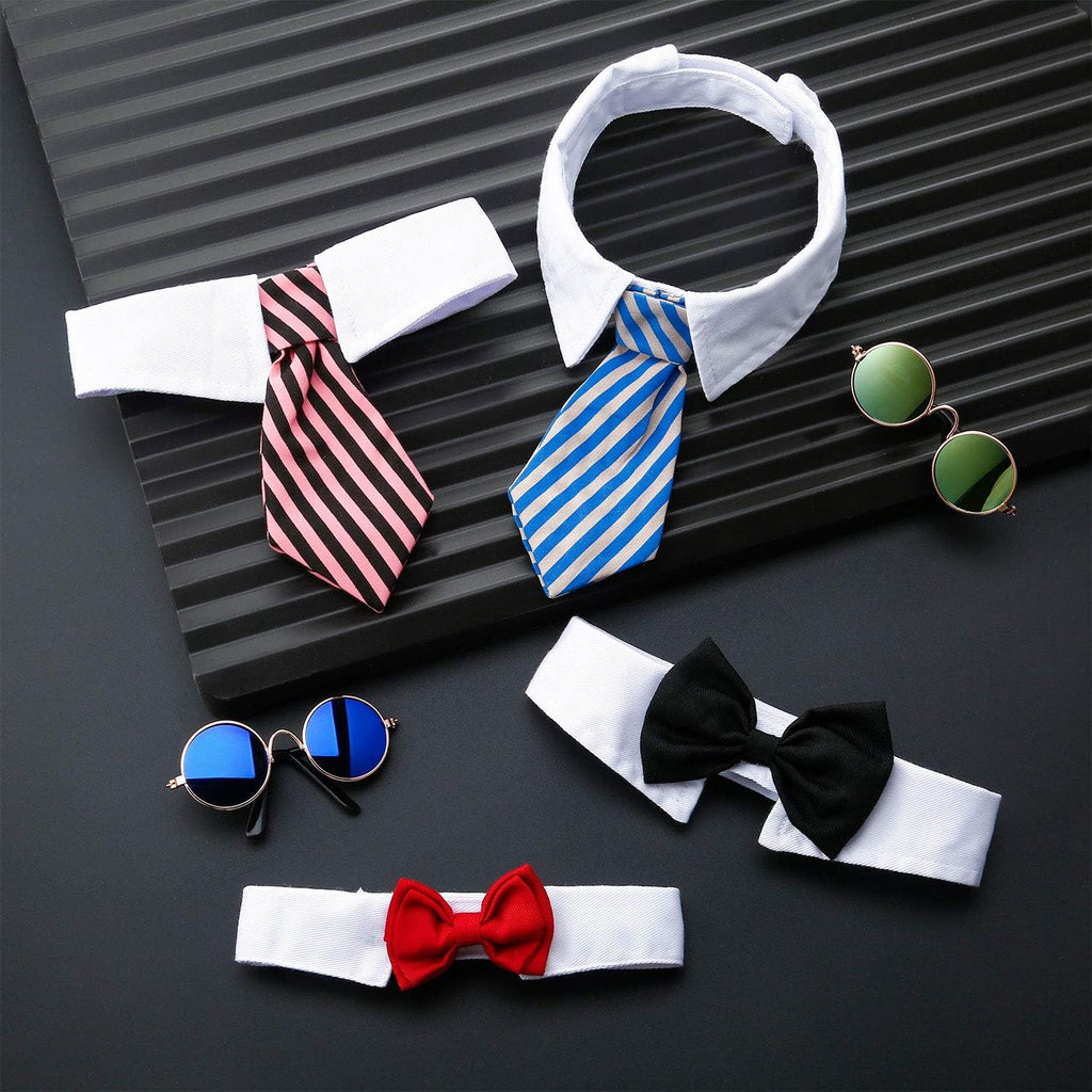 4 Pack Pet Bow Ties Adjustable | Formal Dog Collar & Cat Neck Tie for Small Dogs & Cats | Puppy Grooming Party Costume Accessories – L, Black, Red, Pink, Blue, Gray