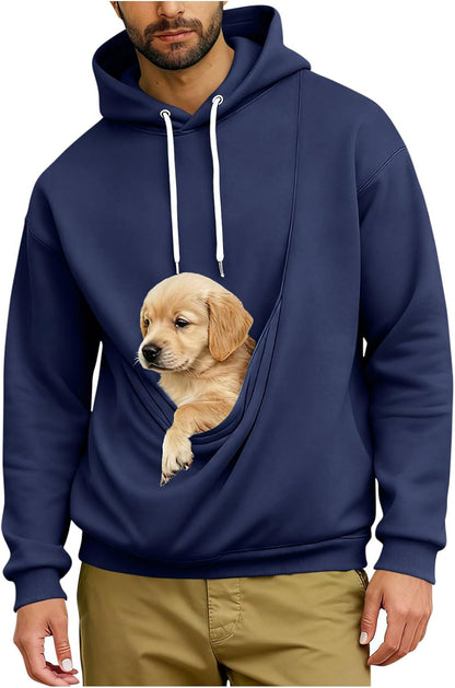 Dog Pouch Hoodie for Men & Women – Pet Carrier Pullover with Kangaroo Pocket