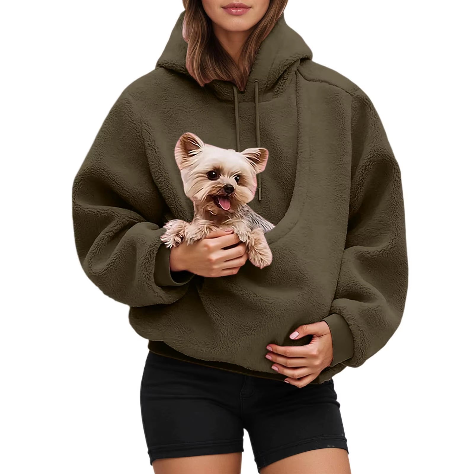 Pocket Pet-In-One Double-Sided Plush Hooded Sweatshirt