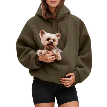 Pocket Pet-In-One Double-Sided Plush Hooded Sweatshirt