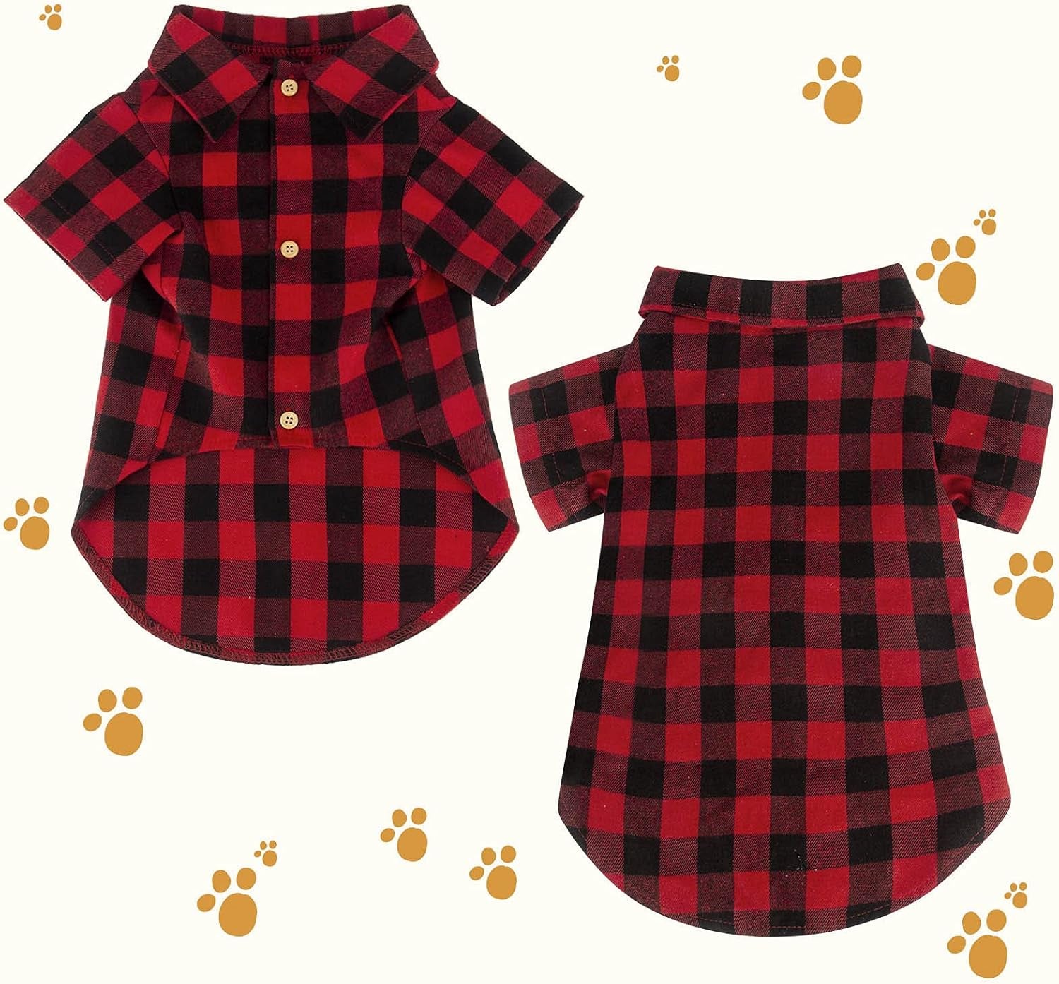 Plaid Dog Shirt Red Buffalo | Soft Casual Pet Clothes for Small Medium Large Dogs & Puppies | Cat Costume Outfit for Thanksgiving Christmas – XL