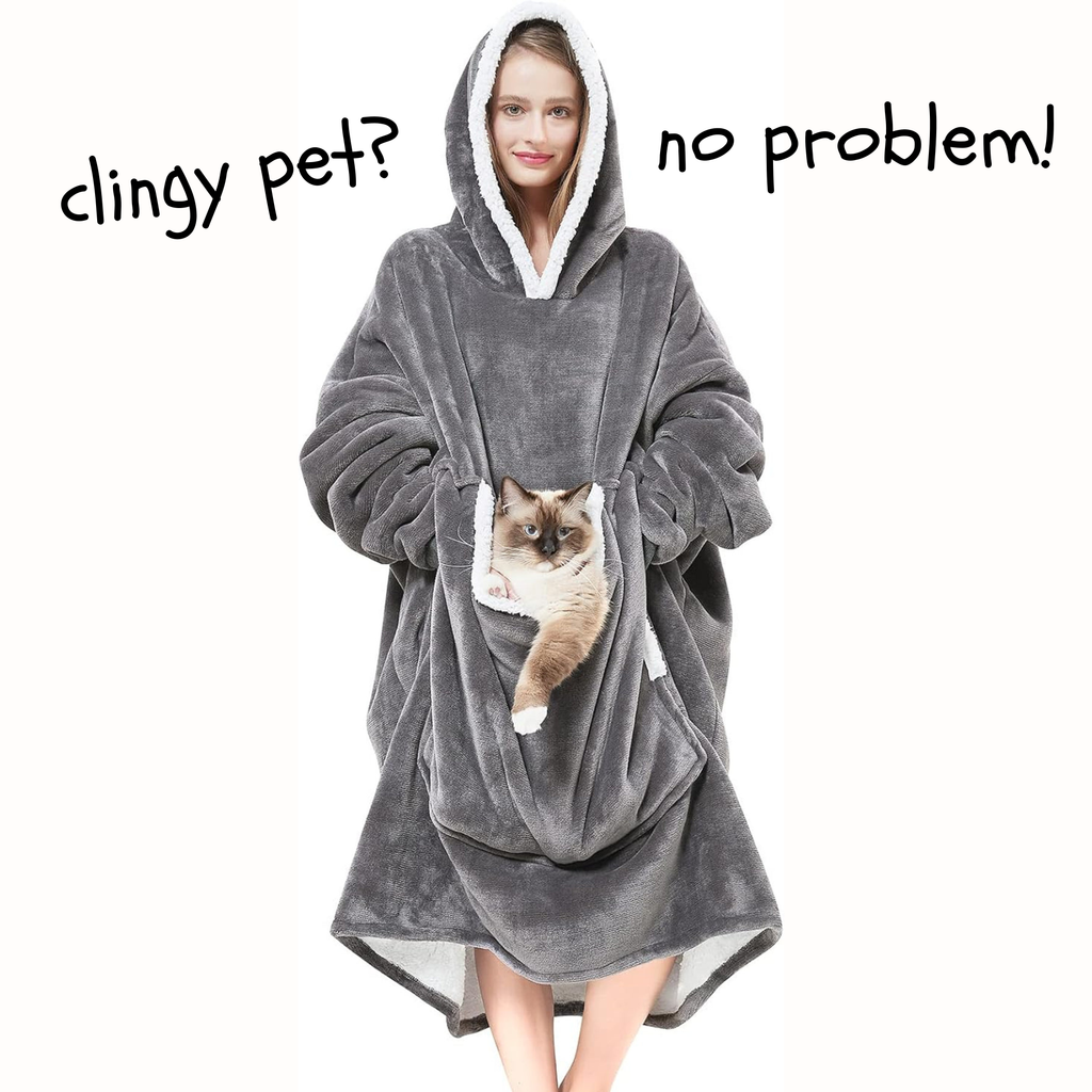 “My Pet Won’t Leave” Sherpa Blanket Hoodie