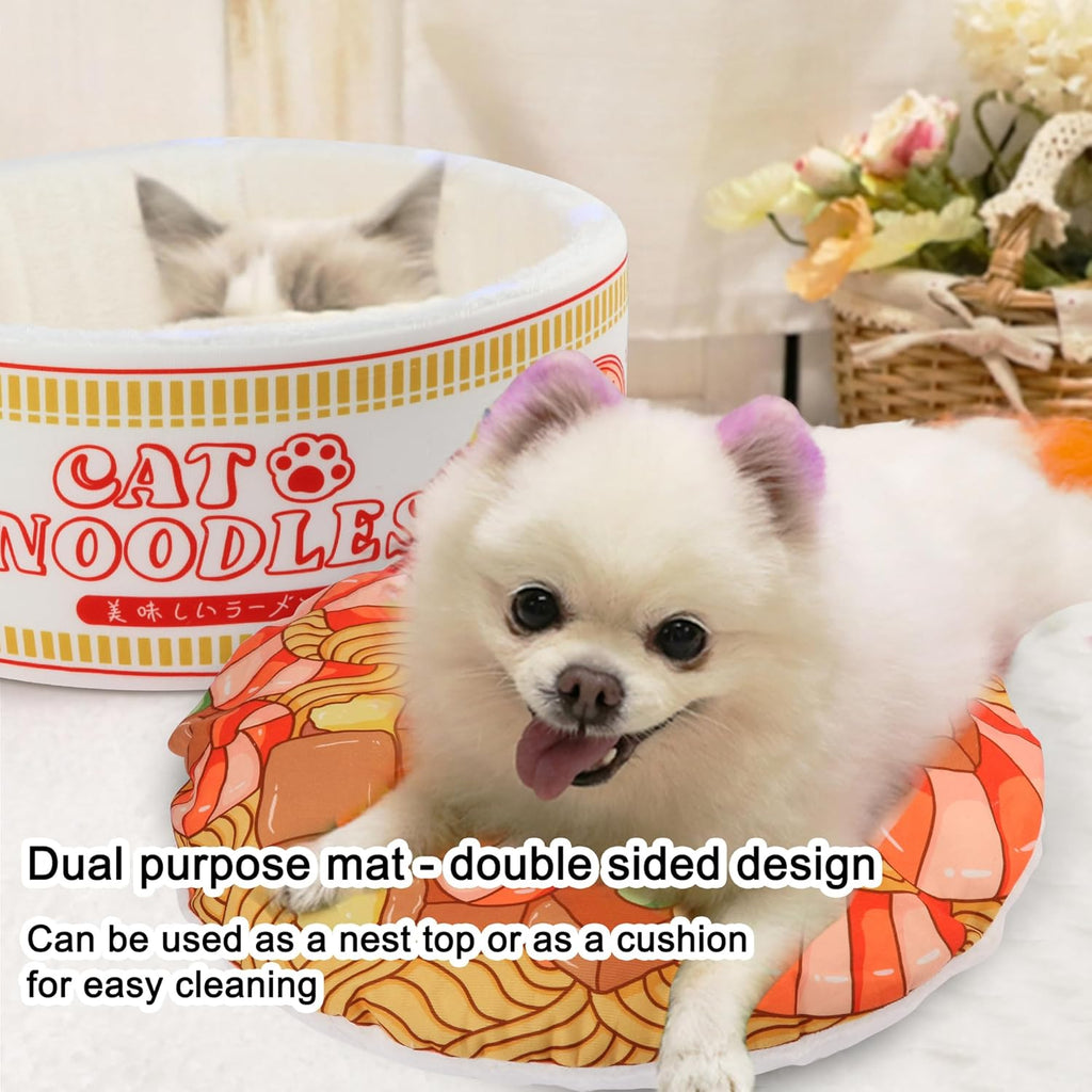 Ramen Noodle Dog & Cat Bed – Warm, Soft & Calming Pet Nest