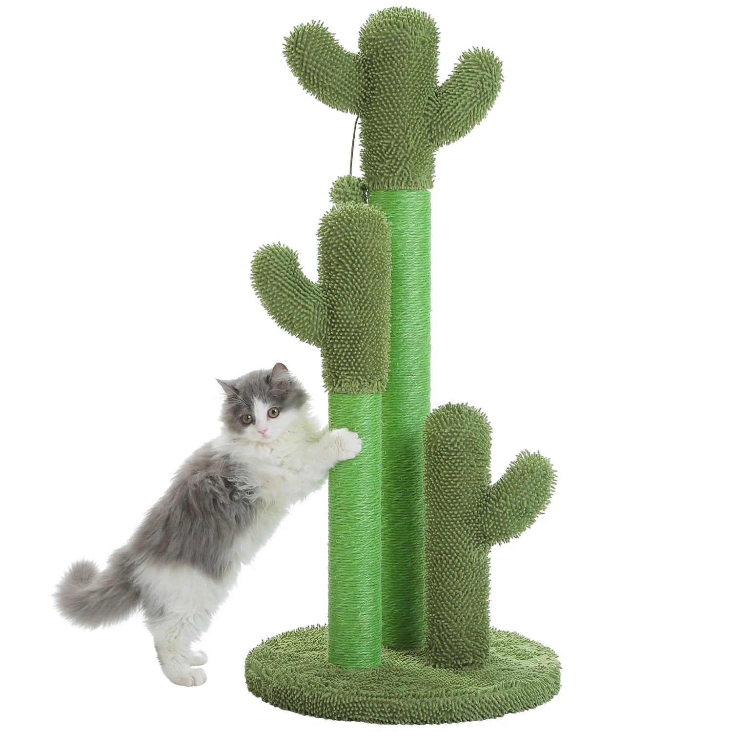 23" Cactus Cat Scratching Posts Medium Sisal Cat Scratcher,Green
