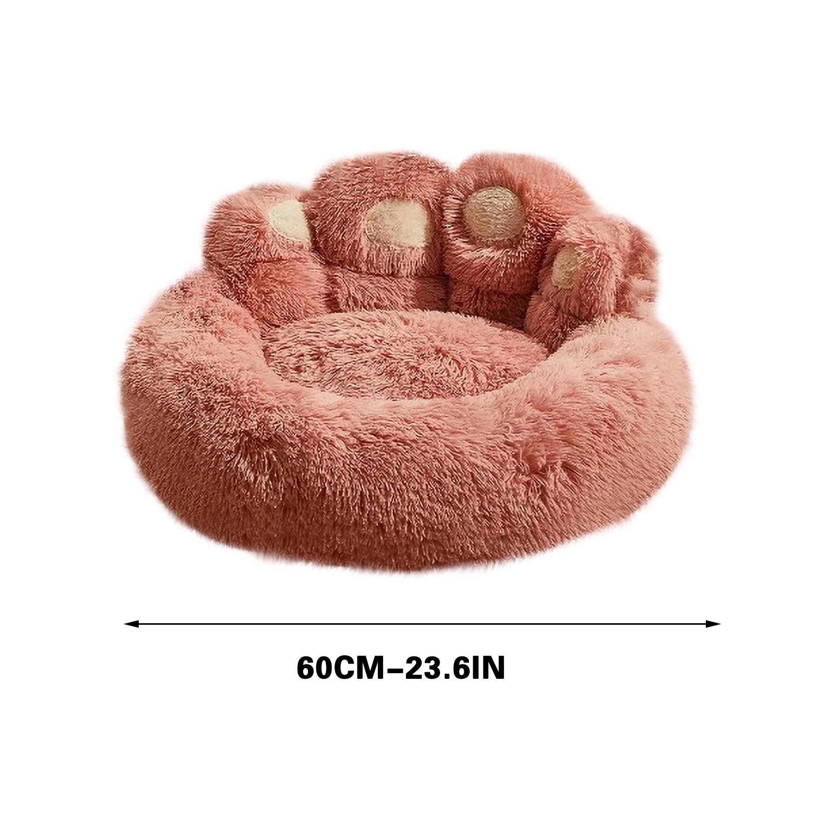 Soft Fluffy Pet Bed Sofa for Dogs & Cats – Cozy Faux Fur Cushion, Cute Pink Dog Bed 23.6”