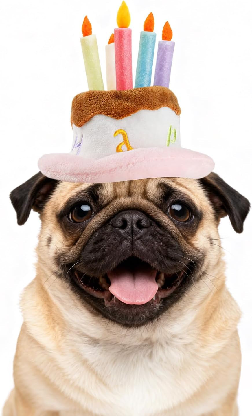 🎂🐾 Adorable Pet Birthday Cake Hat for Dogs & Cats – Cute Soft Cotton Party Hat with Adjustable Chin Strap, Colorful Candles Design, Perfect for Small & Large Pets, Puppies, Kittens, Rabbits – Birthday Party, Photoshoot, Holiday Gift, Celebration Fun 🎉💖