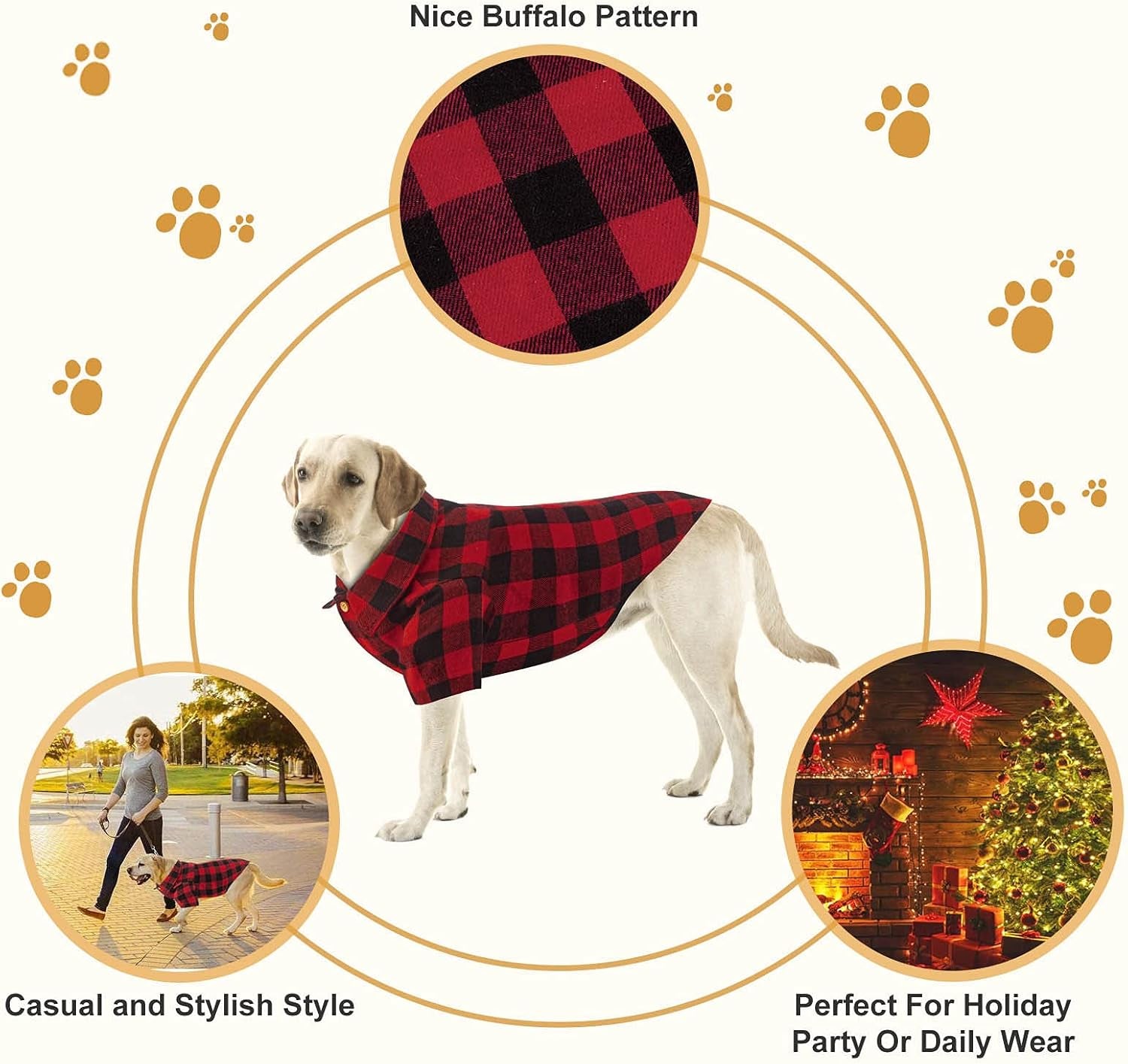 Plaid Dog Shirt Red Buffalo | Soft Casual Pet Clothes for Small Medium Large Dogs & Puppies | Cat Costume Outfit for Thanksgiving Christmas – XL