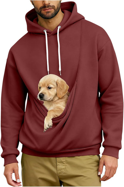 Dog Pouch Hoodie for Men & Women – Pet Carrier Pullover with Kangaroo Pocket
