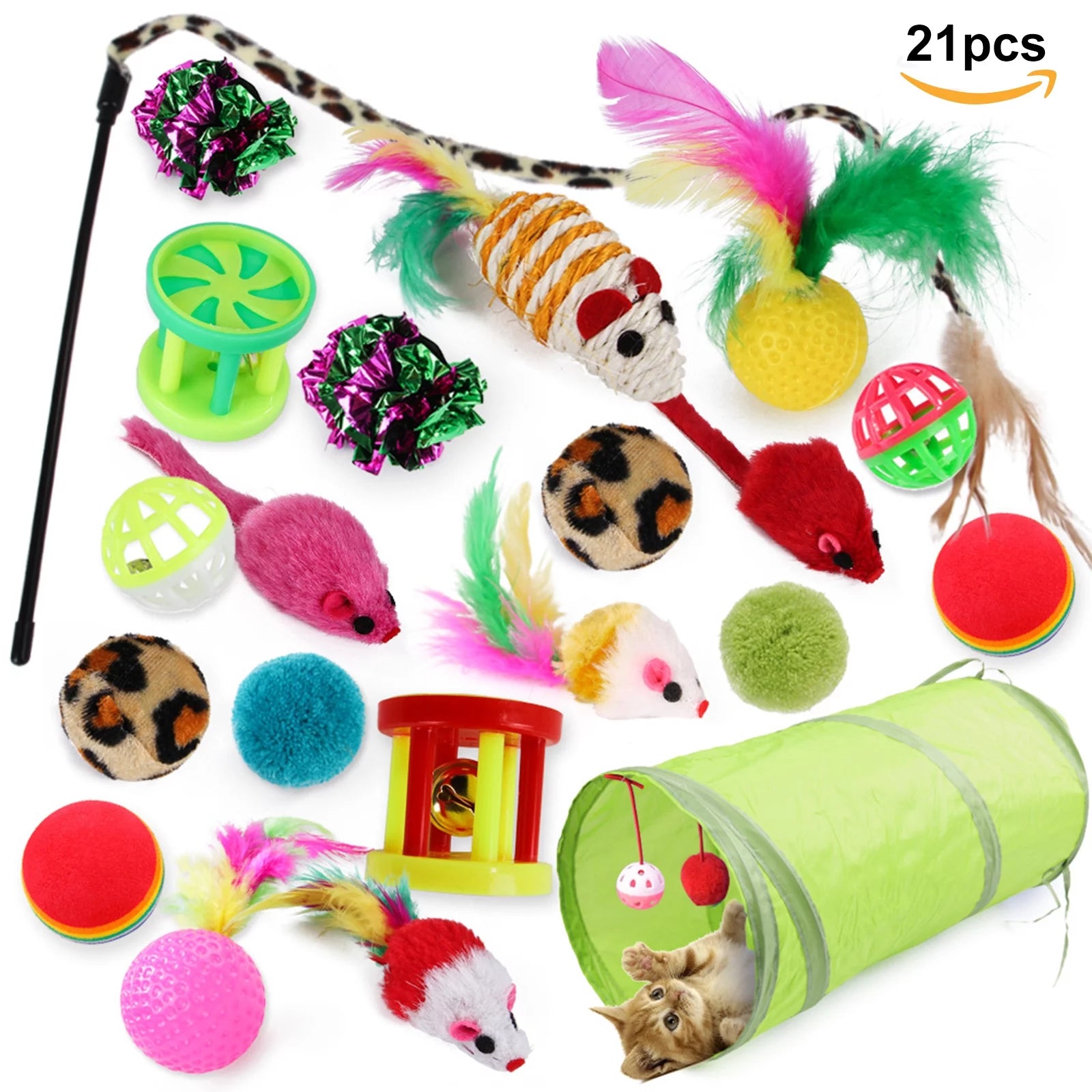 21 PCS Interactive Cat Toys Kitten Playset