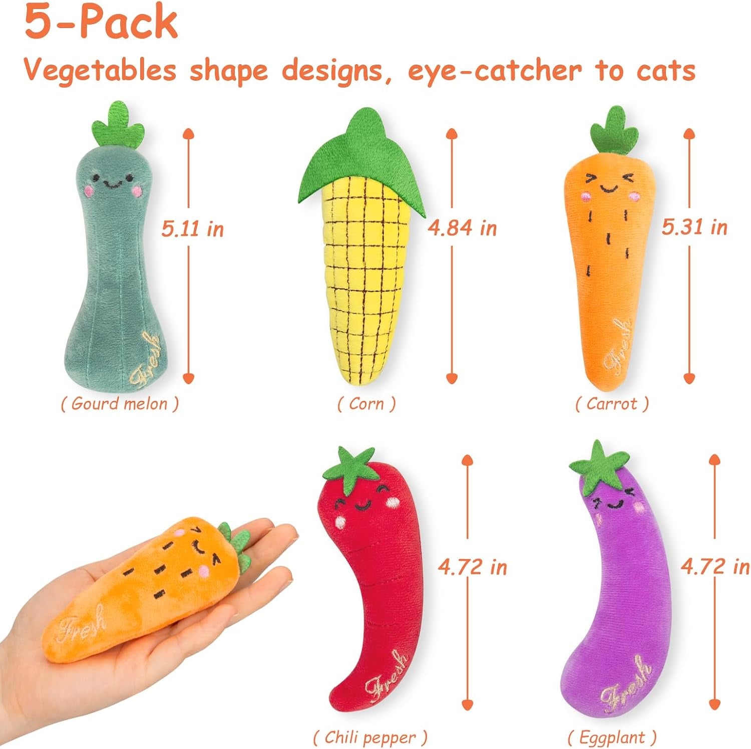 Catnip Farm Veggie Plush Toys (5-Pack)