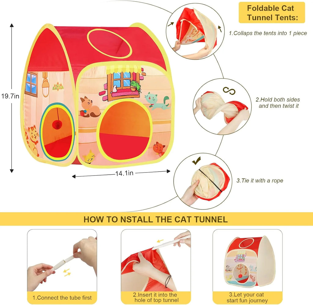 34 PCS Interactive Cat Toys Set with Tunnel