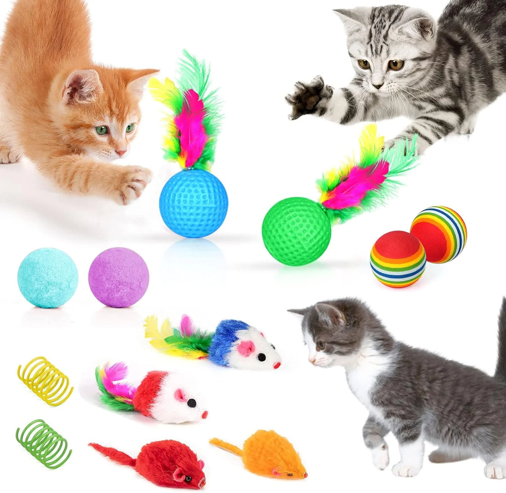 34 PCS Interactive Cat Toys Set with Tunnel