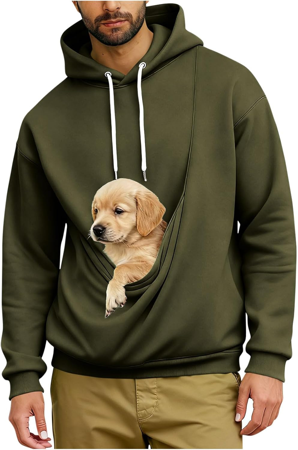 Dog Pouch Hoodie for Men & Women – Pet Carrier Pullover with Kangaroo Pocket