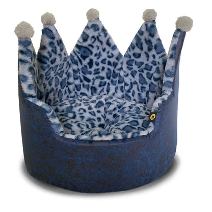 Royal Leopard Crown Pet Bed – Premium Plush Bed for Small Dogs & Cats
