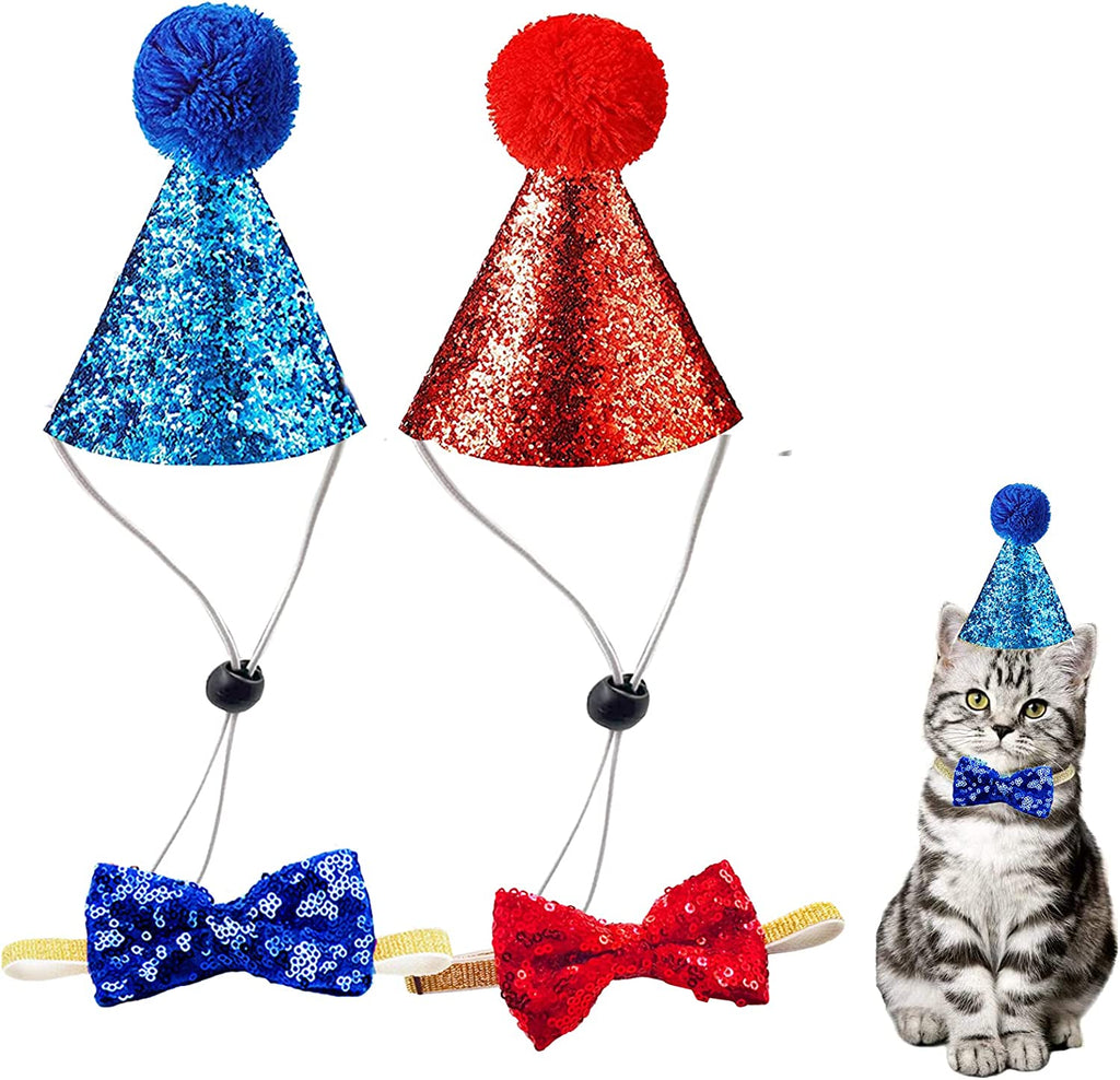 🎉🐾 Adorable Pet Birthday Hat & Bow Tie Set – Sparkly Party Outfit for Dogs & Cats 🎂 Perfect for Birthday Parties, Holidays, Photo Shoots, Themed Parties, Playdates, Cute Pet Accessories, Gift for Pet Lovers & Small to Medium Pets ✨
