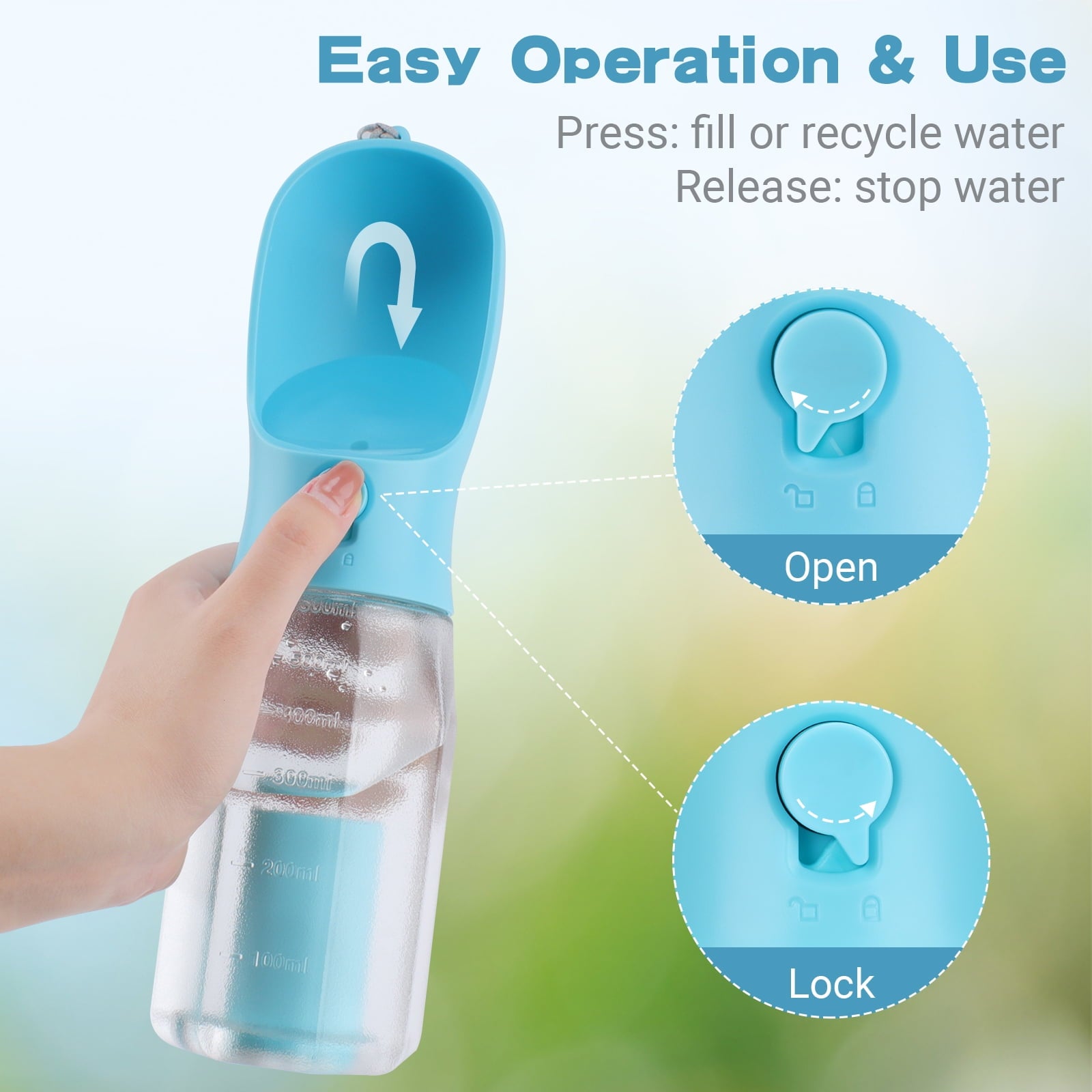 3-in-1 Dog Water Bottle & Food Container – Portable Travel Dispenser for Walking & Hiking