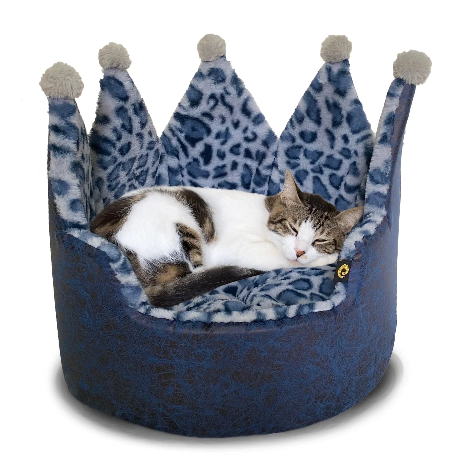 Royal Leopard Crown Pet Bed – Premium Plush Bed for Small Dogs & Cats