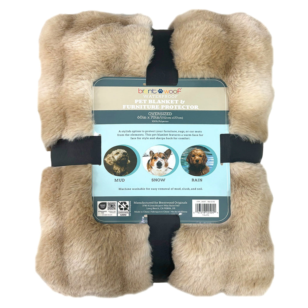 Brentwoof Oversized Waterproof Pet Blanket and Furniture Protector, Bubble Fur