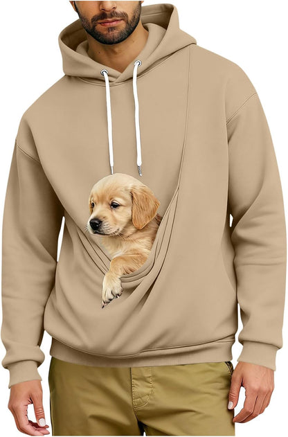Dog Pouch Hoodie for Men & Women – Pet Carrier Pullover with Kangaroo Pocket