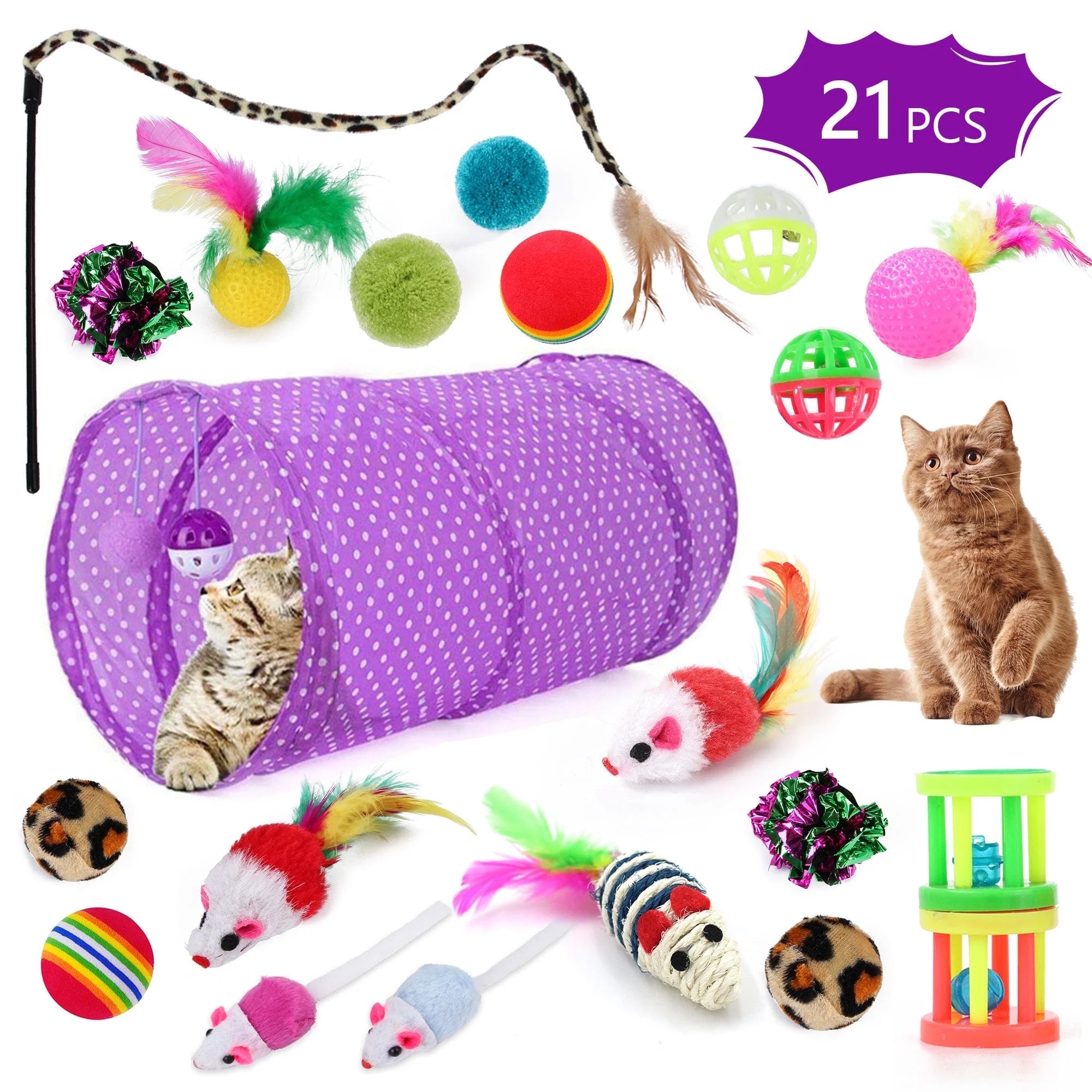 21 PCS Interactive Cat Toys Kitten Playset