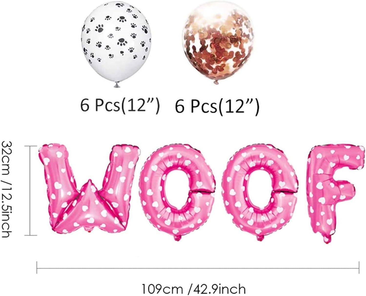🎉🐾 Pet Birthday Party Kit – Balloons, Paw Print & W-O-O-F Foil Balloons, Banner & Party Hats 🎂