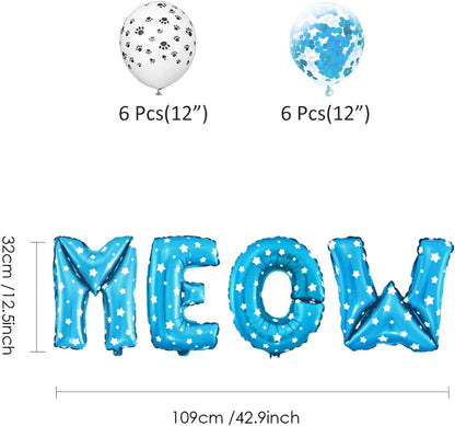 🎉🐱 Cat Birthday Party Kit – Balloons, Banner & Triangle Flags 🎂✨