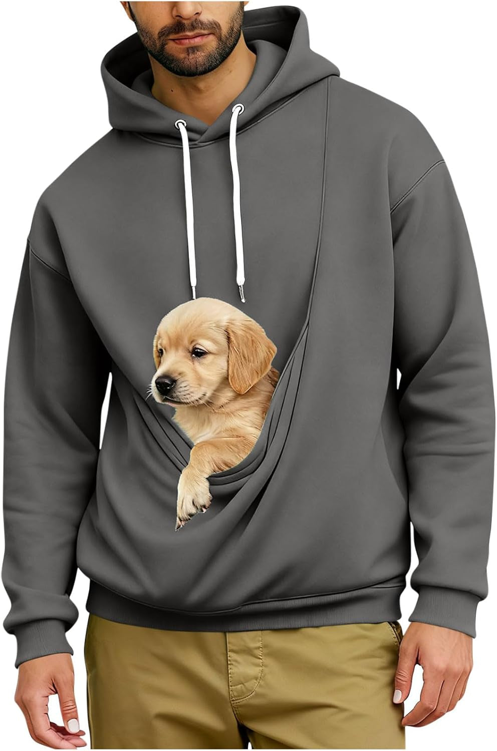 Dog Pouch Hoodie for Men & Women – Pet Carrier Pullover with Kangaroo Pocket