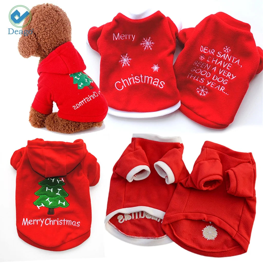 Christmas Dog Hoodie for Small Pets – Warm Winter Holiday Outfit for Puppies & Cats