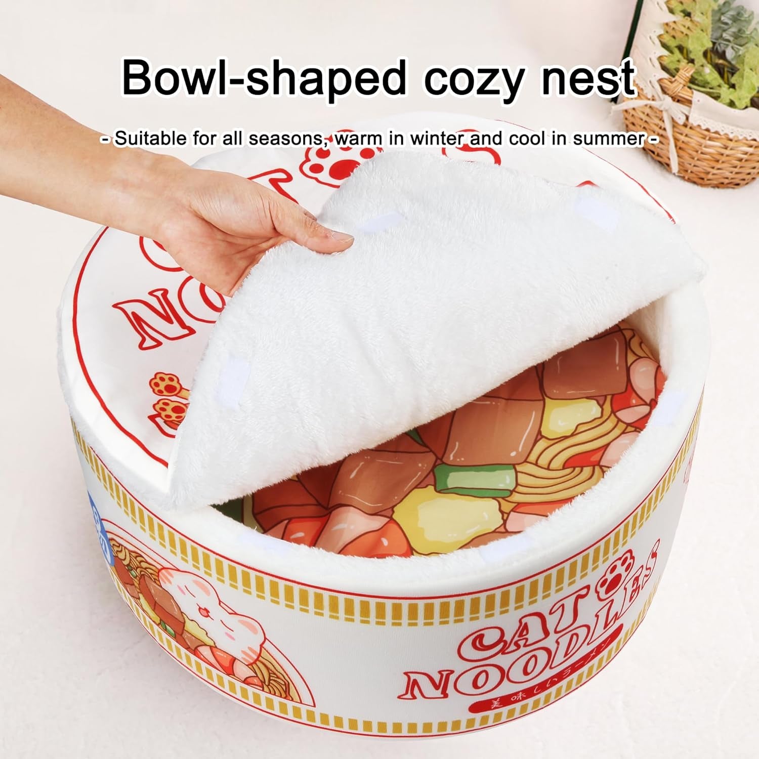 Ramen Noodle Dog & Cat Bed – Warm, Soft & Calming Pet Nest