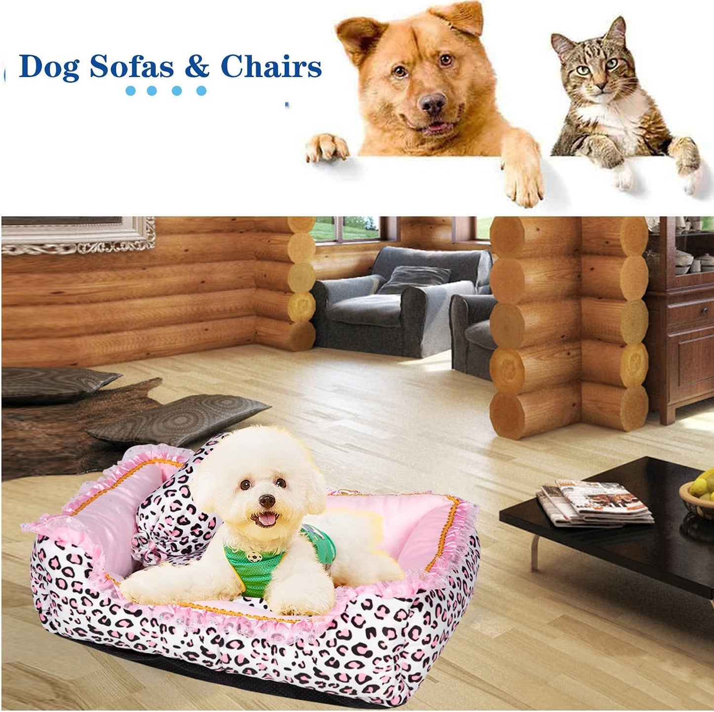 Princess Pink Dog Bed for Small Dogs – Plush & Washable