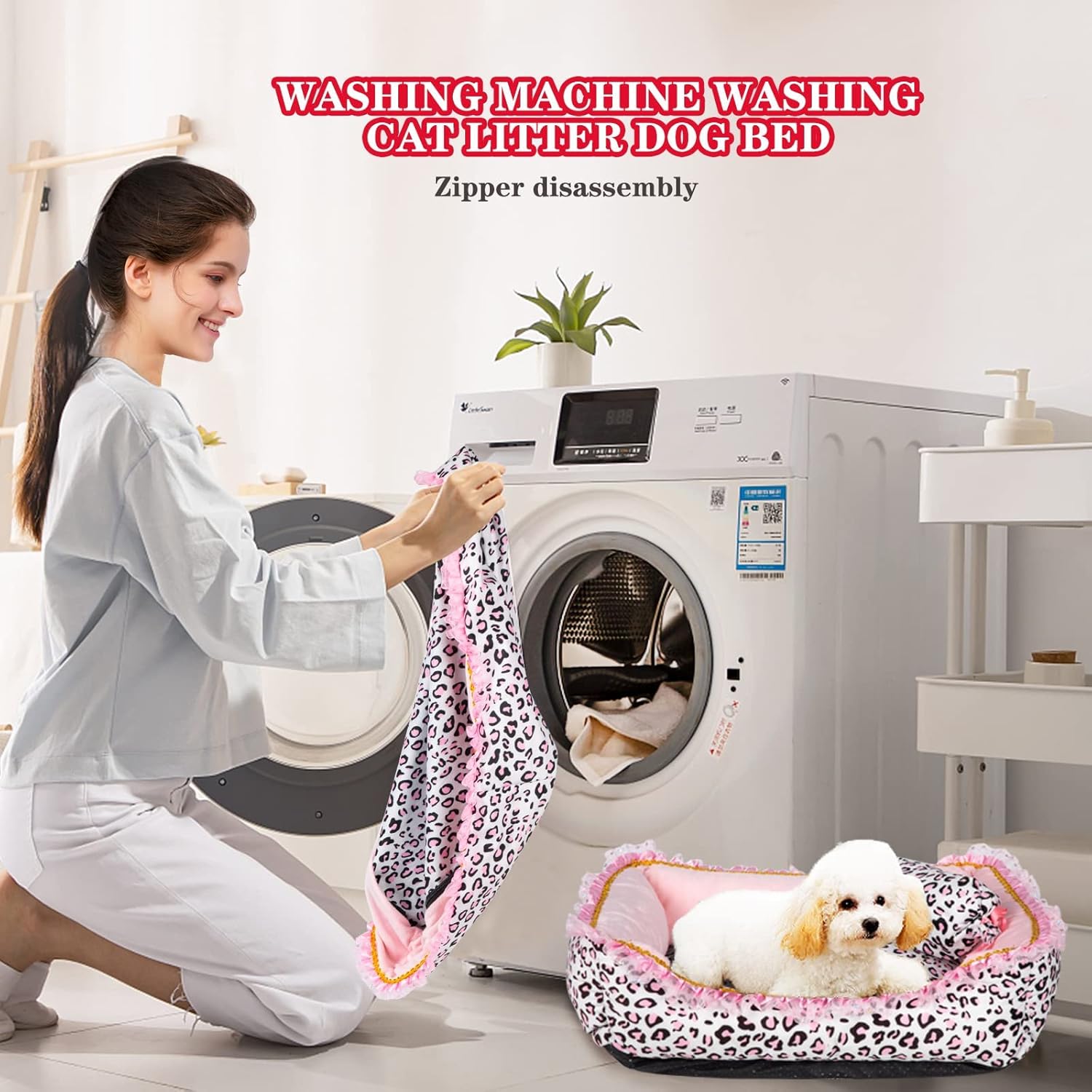 Princess Pink Dog Bed for Small Dogs – Plush & Washable