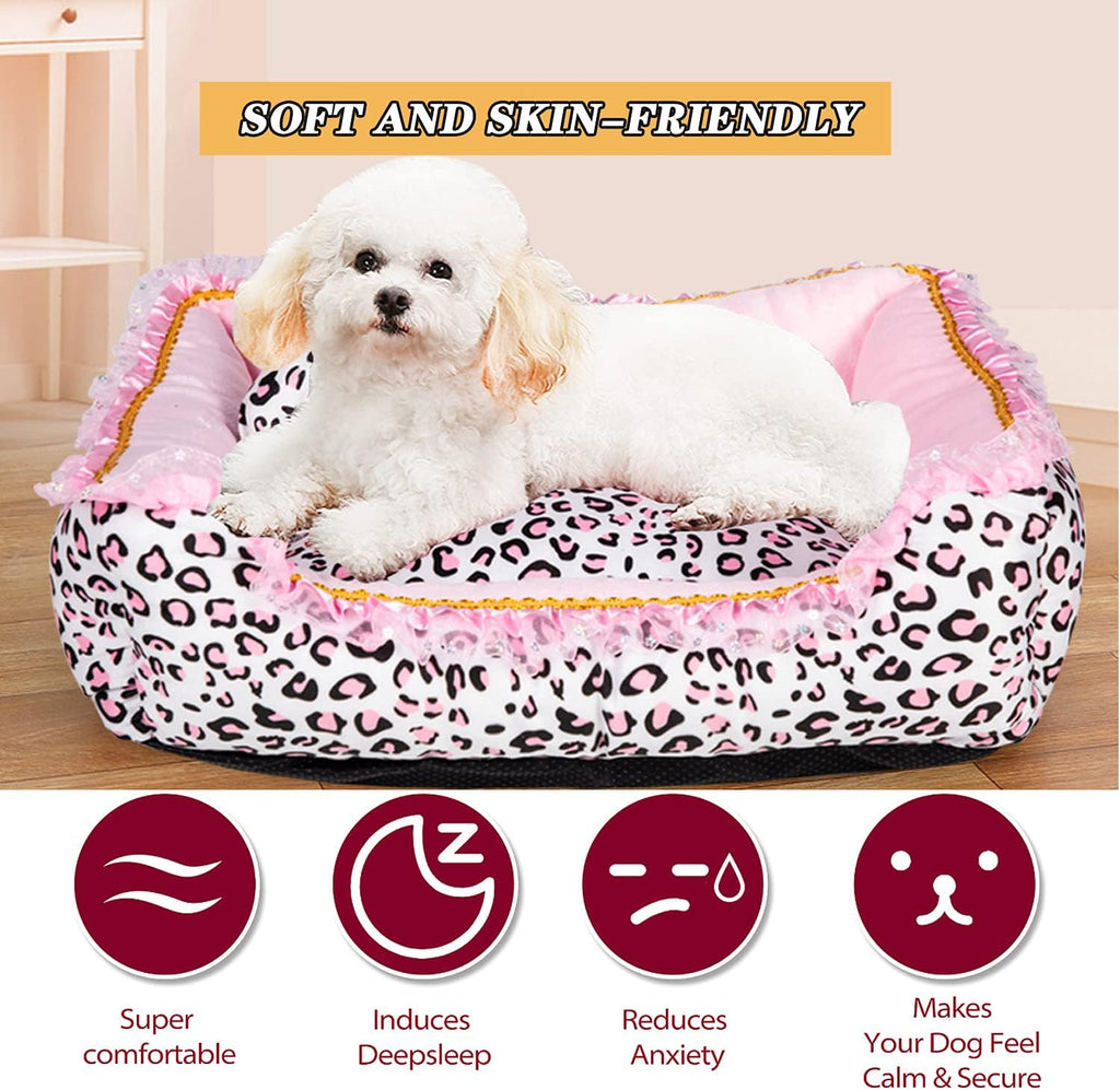 Princess Pink Dog Bed for Small Dogs – Plush & Washable