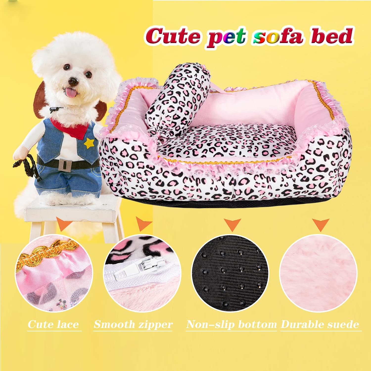 Princess Pink Dog Bed for Small Dogs – Plush & Washable