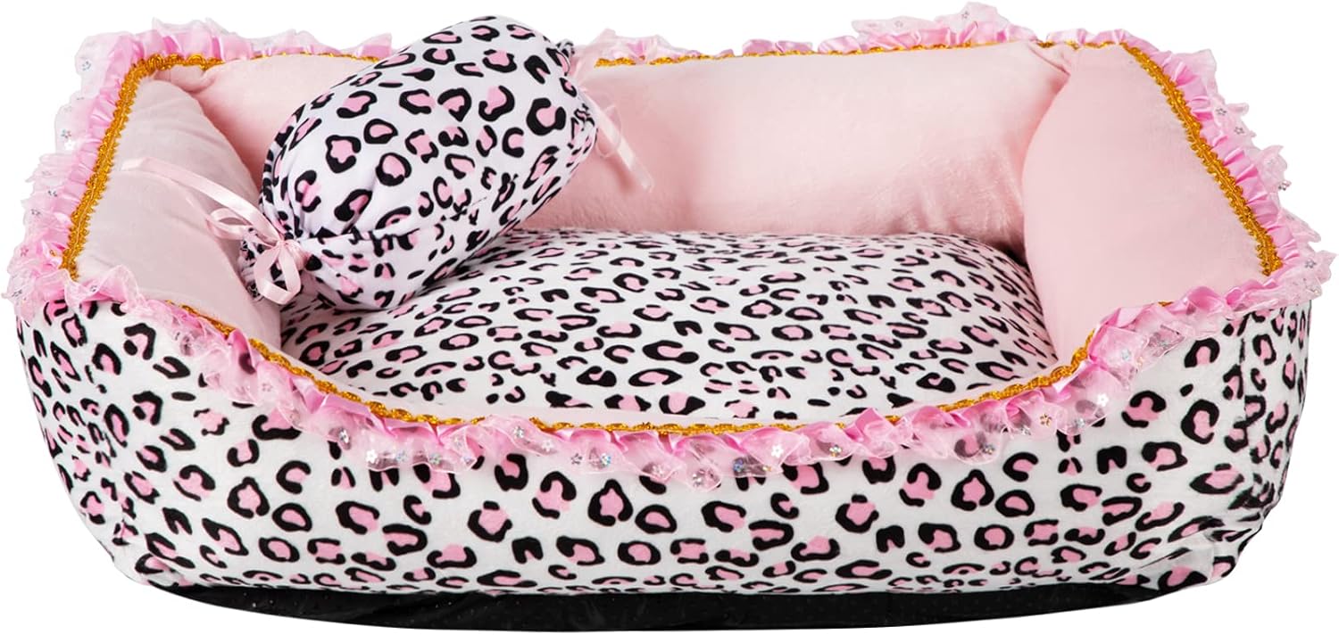 Princess Pink Dog Bed for Small Dogs – Plush & Washable