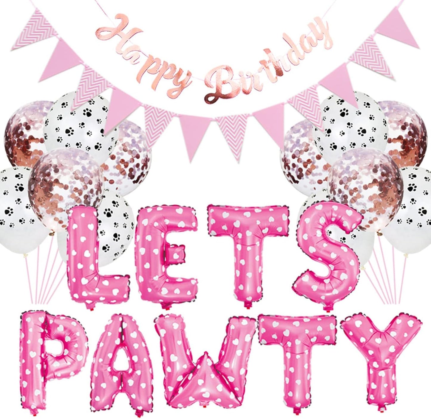 Let's Pawty! 🐶🐱 Pet Birthday Party Kit – Balloons, Banner & Party Hats 🎉🎂