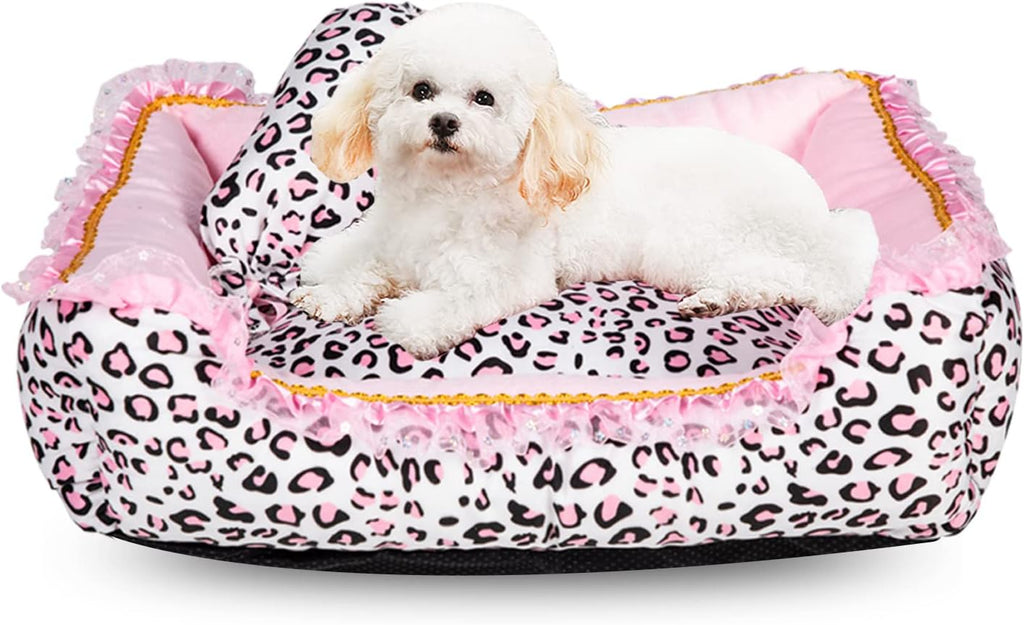 Princess Pink Dog Bed for Small Dogs – Plush & Washable