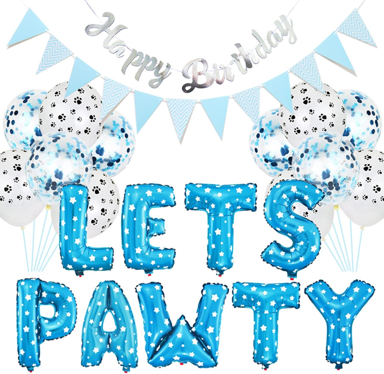 Let's Pawty! 🐶🐱 Pet Birthday Party Kit – Balloons, Banner & Party Hats 🎉🎂