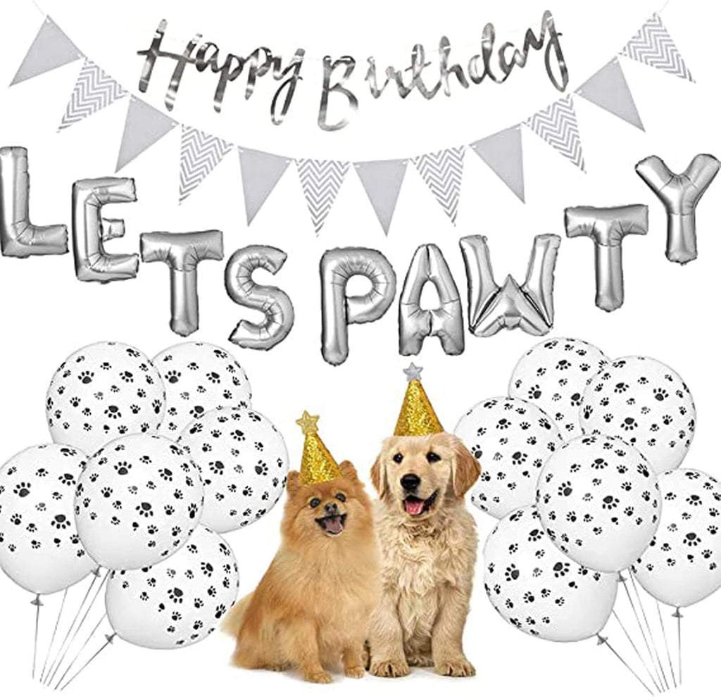Let's Pawty! 🐶🐱 Pet Birthday Party Kit – Balloons, Banner & Party Hats 🎉🎂