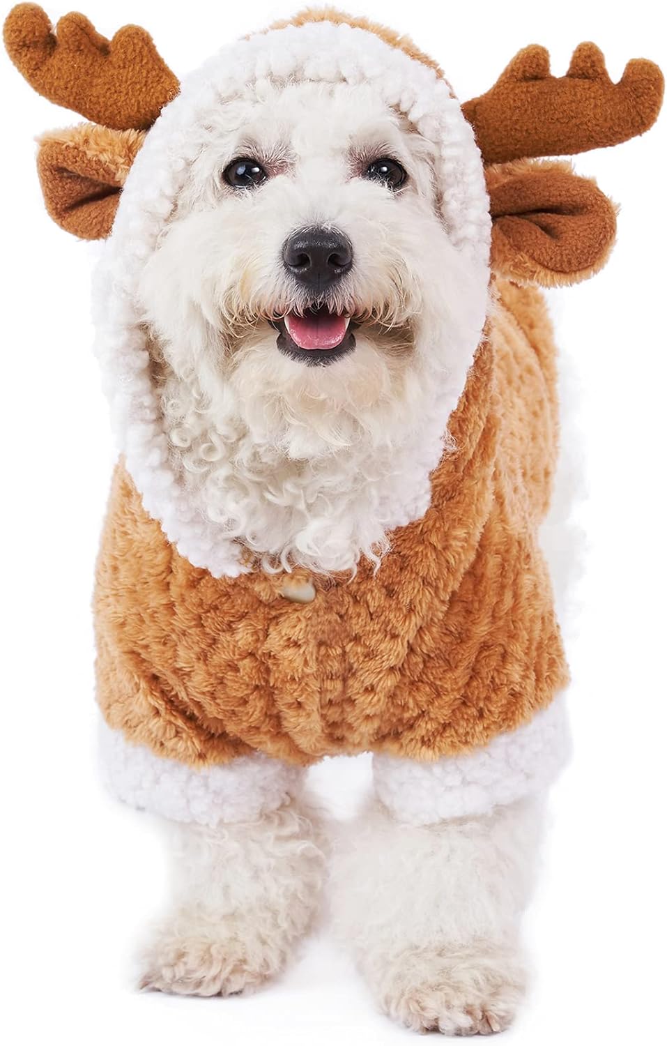 Dog Christmas Reindeer Hoodie – Warm Winter Holiday Costume with Antlers
