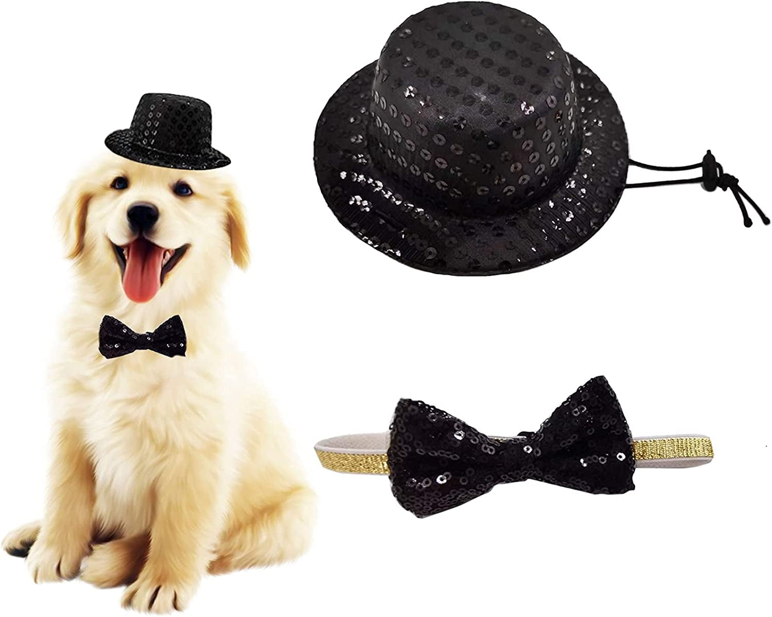 🎉🐾 Adorable Pet Birthday Hat & Bow Tie Set – Sparkly Party Outfit for Dogs & Cats 🎂 Perfect for Birthday Parties, Holidays, Photo Shoots, Themed Parties, Playdates, Cute Pet Accessories, Gift for Pet Lovers & Small to Medium Pets ✨