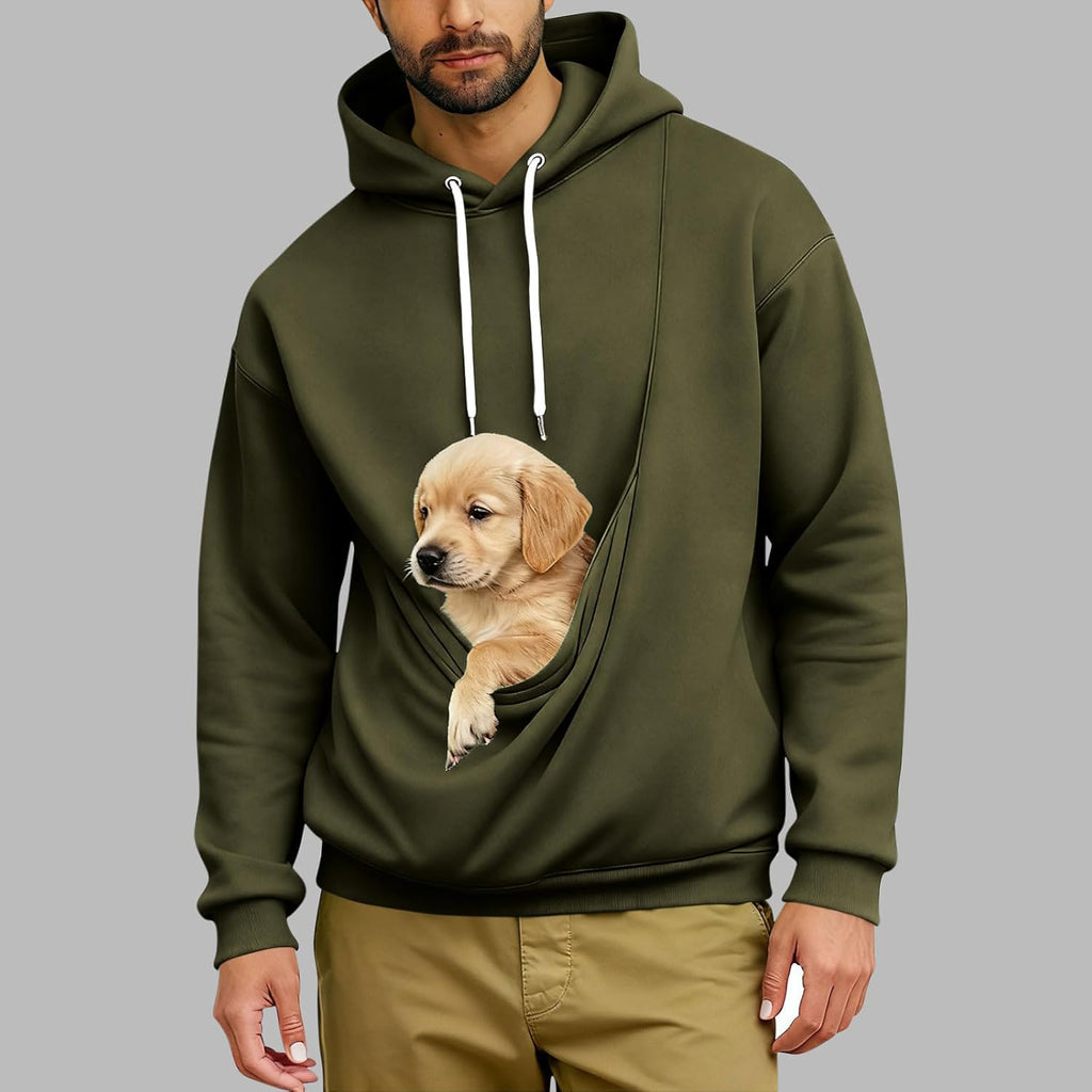 Dog Pouch Hoodie for Men & Women – Pet Carrier Pullover with Kangaroo Pocket