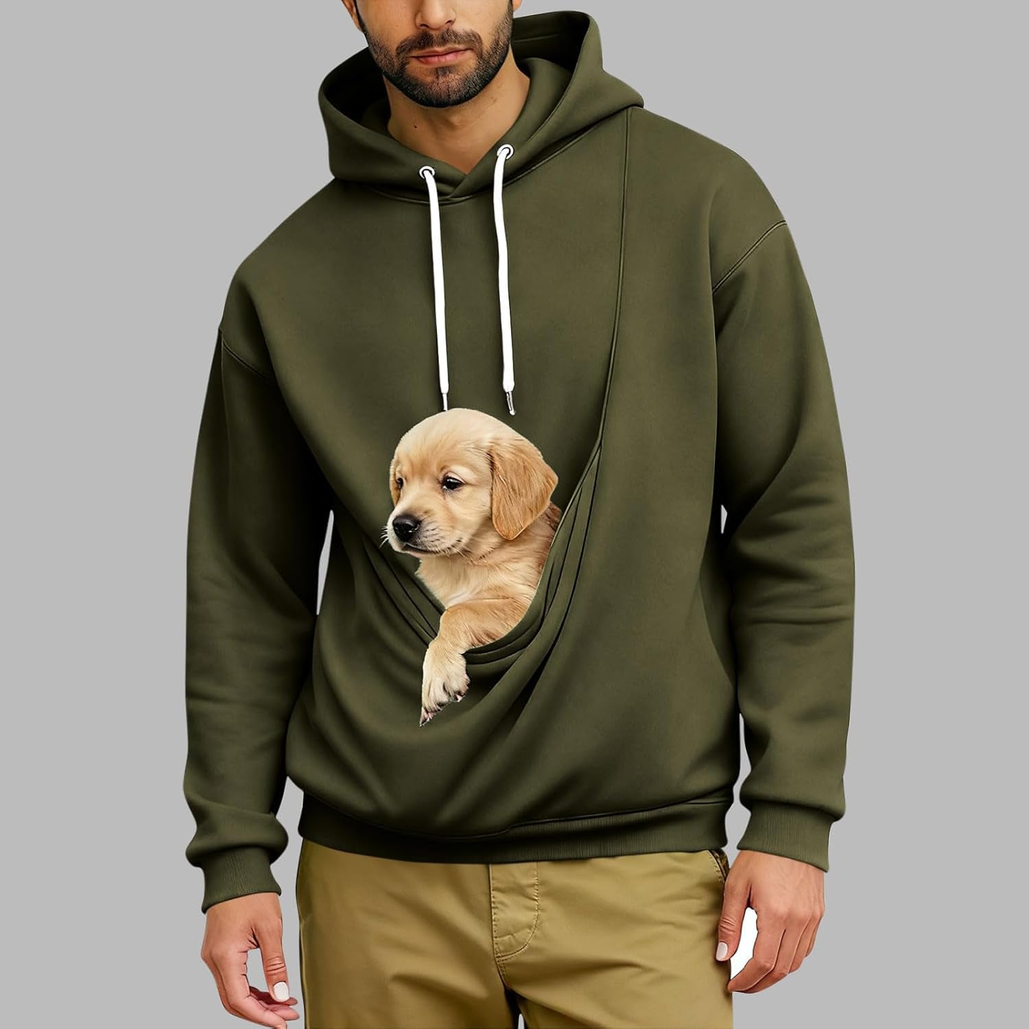 Dog Pouch Hoodie for Men & Women – Pet Carrier Pullover with Kangaroo Pocket
