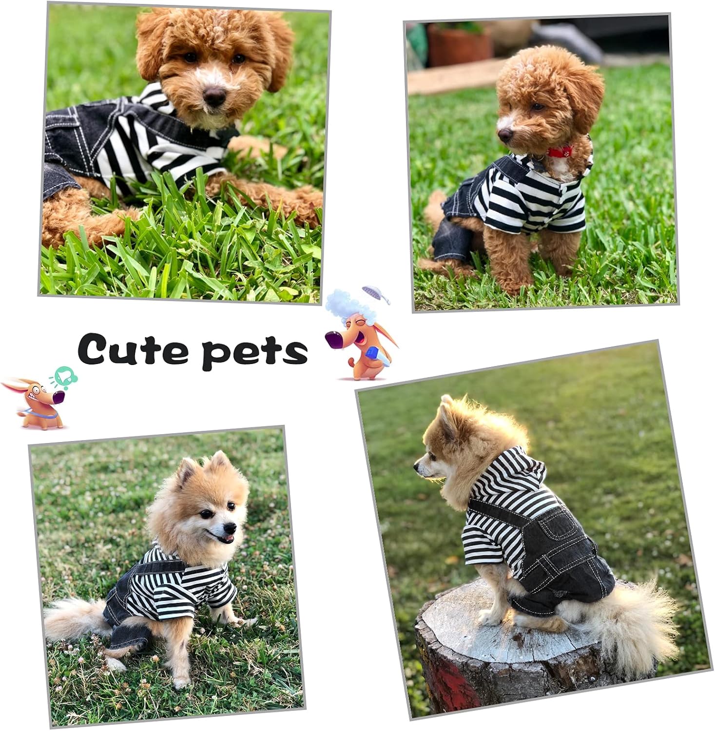 Pet Denim Jumpsuit Dog Overalls Jeans Hoodie Cool Blue Coat for Small & Medium Dogs – Classic Vintage Washed Jacket Puppy Vest